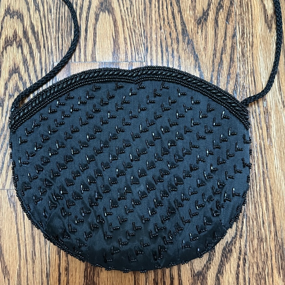 Vintage Debenhams Classics Black Beaded Crossbody Bag